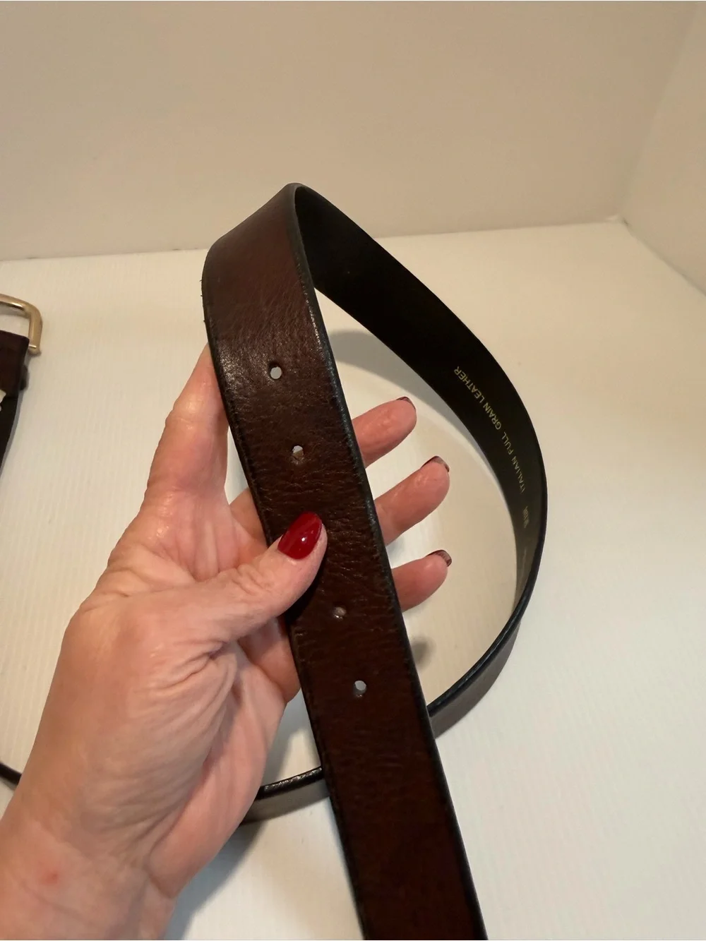 Fossil Dark Brown Leather Men's Belt with Gold-Tone Buckle